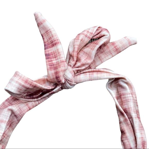 Vix Bia Tube Bikini Top Pink Plaid Print Halter Tie Adjustable Size Small - Picture 4 of 11